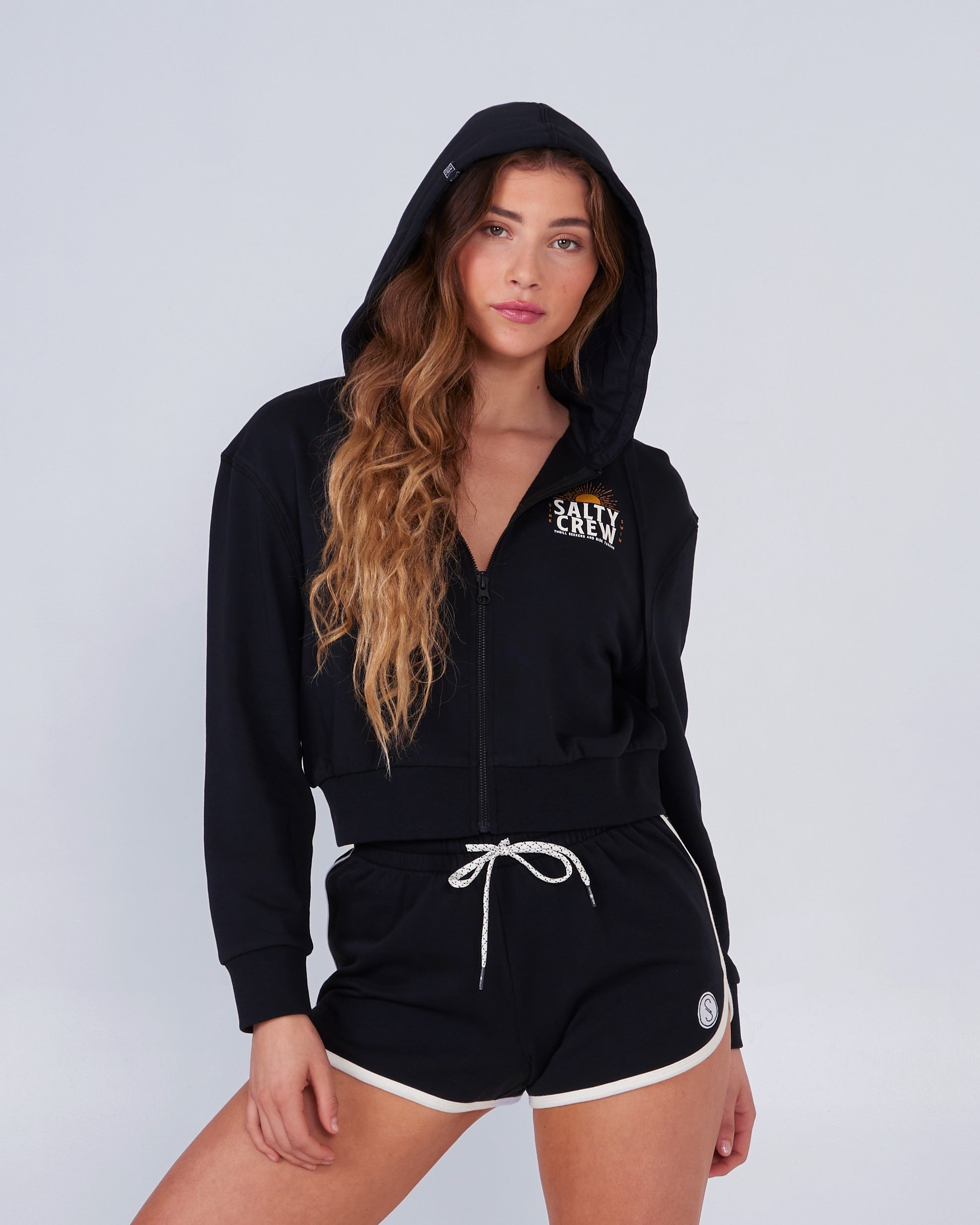 Salty Crew Womens Sweatshirt Cruisin Crop Zip Hoody