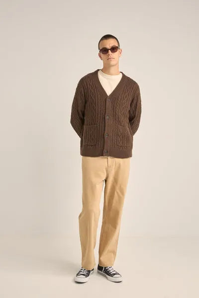 Rhythm Mens Sweater Mohair Cable Knit Cardigan