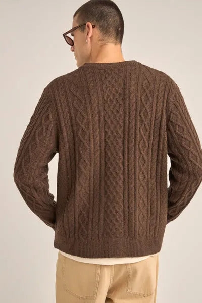 Rhythm Mens Sweater Mohair Cable Knit Cardigan