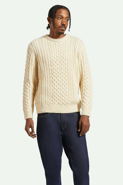 Brixton Mens Sweater Classic Fisherman Cable Knit