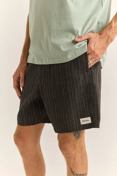 Rhythm Mens Shorts Linen Jacquard Stripe Jam