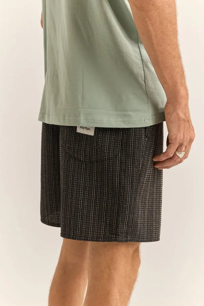 Rhythm Mens Shorts Linen Jacquard Stripe Jam