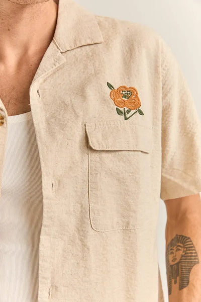 Rhythm Mens Woven Embroidered Seersucker