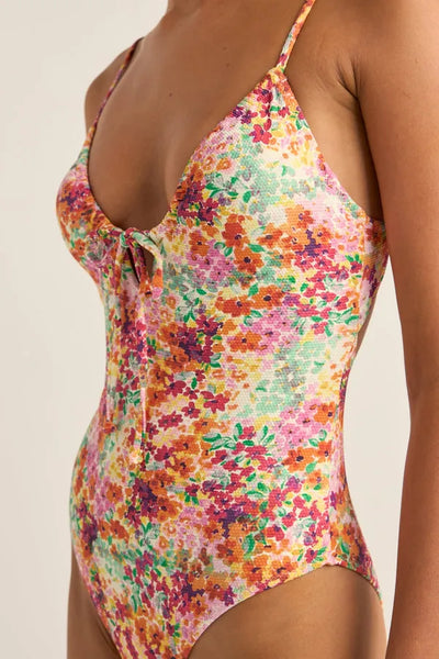 Rhythm Womens Swimsuit Sierra Floral Tie Front One Piece