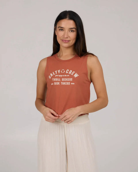 Salty Crew Womens Tank Top Night Bite Cropped