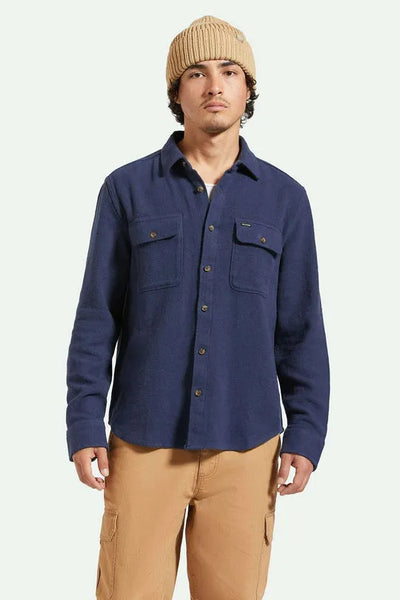 Brixton Mens Shirt Bowery Textured Loop Twill Overshirt