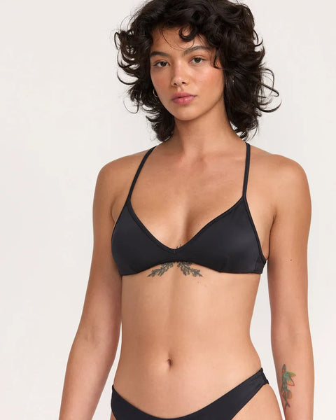 RVCA Womens Bikini Top Solid Triangle Crossback