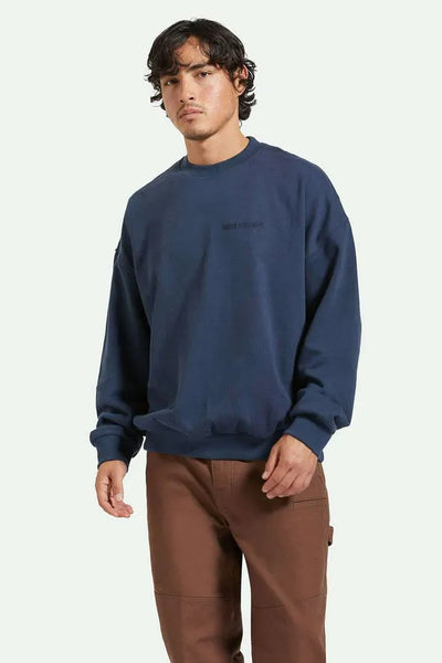 Brixton Mens Sweatshirt Embroidered Heavyweight Oversized Crew