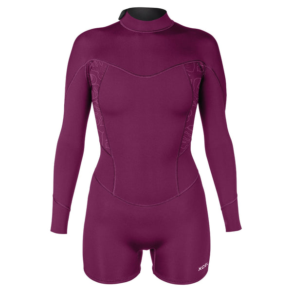 Xcel Women's Axis Long Sleeve Back Zip Boy Short Spring Wetsuit 2mm DS