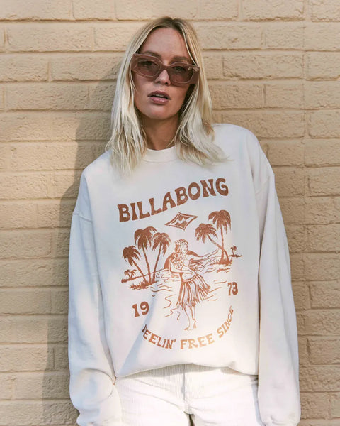 Billabong Womens Sweatshirt Ride In Oversized Crewneck