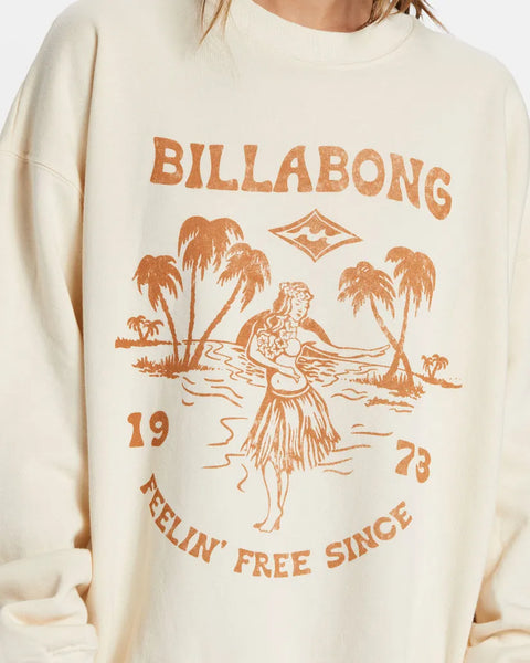 Billabong Womens Sweatshirt Ride In Oversized Crewneck