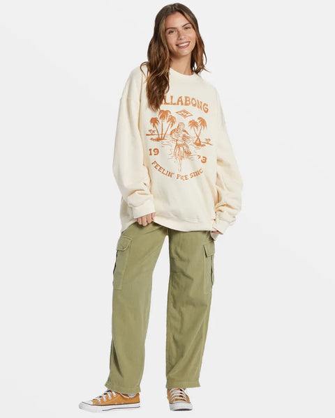 Billabong Womens Sweatshirt Ride In Oversized Crewneck