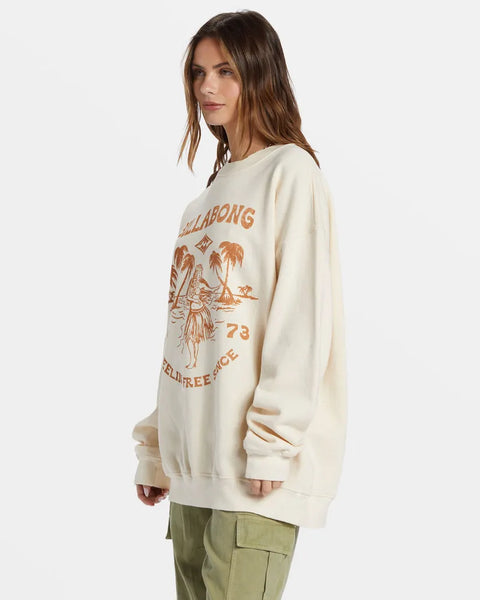 Billabong Womens Sweatshirt Ride In Oversized Crewneck