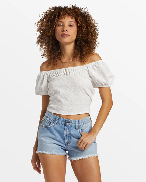 Billabong Womens Shirt Flirt On Fitted Crop