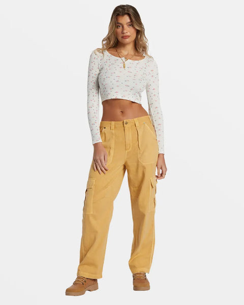 Billabong Womens Shirt Reese Thermal Long-Sleeve Cropped Top