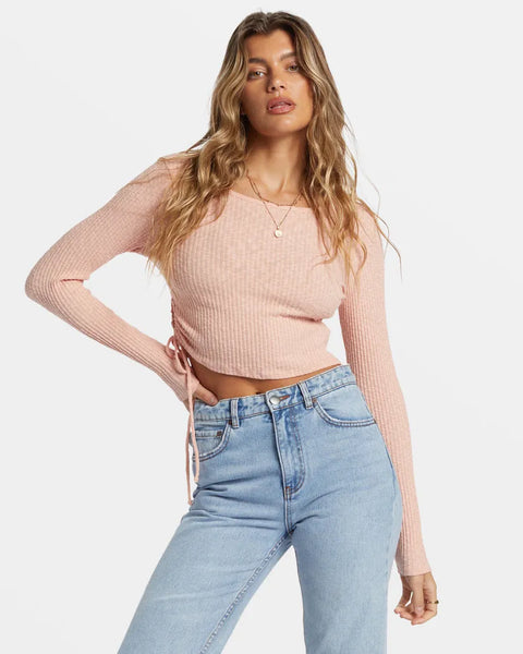 Billabong Womens Shirt Its A Vibe Long Sleeve Cropped Top