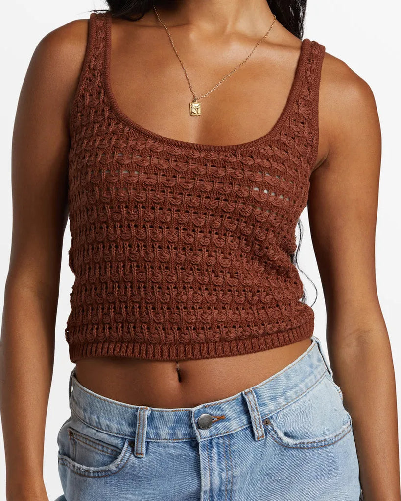 Billabong Womens Tank Top Hot Shot Crochet