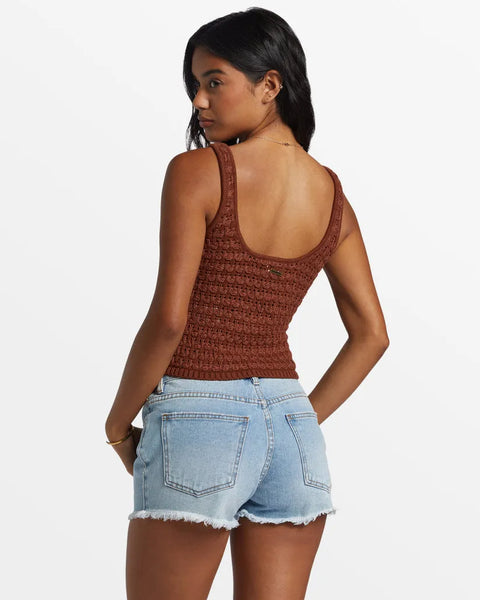 Billabong Womens Tank Top Hot Shot Crochet