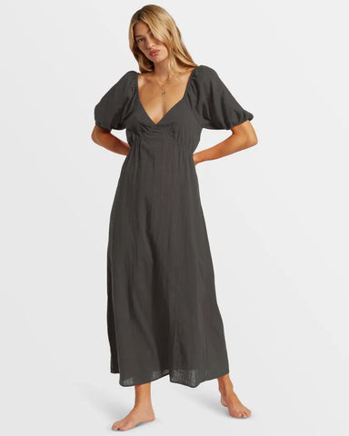 Billabong Womens Dress Love Fade Puff Sleeve Maxi