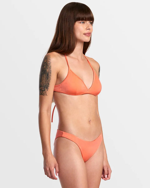 RVCA Womens Bikini Top Solid Shimmer Crossback Triangle