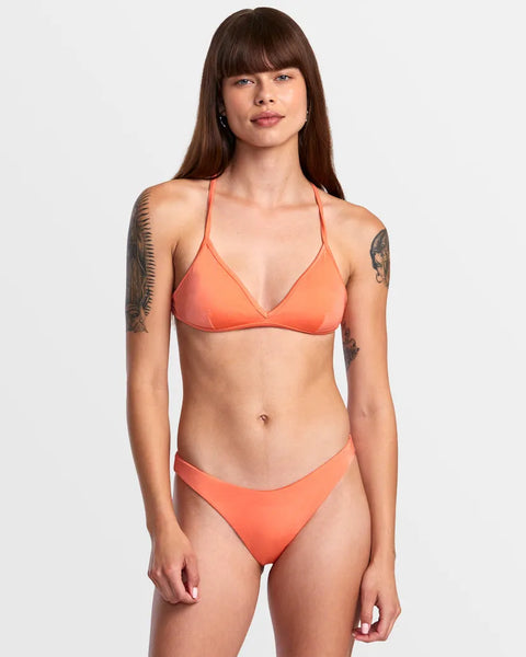 RVCA Womens Bikini Top Solid Shimmer Crossback Triangle