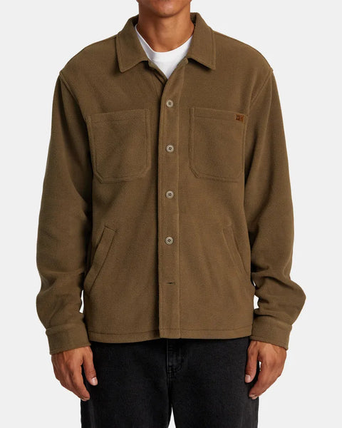 RVCA Mens Jacket Yukon Hi Pile Fleece Shirt Jacket