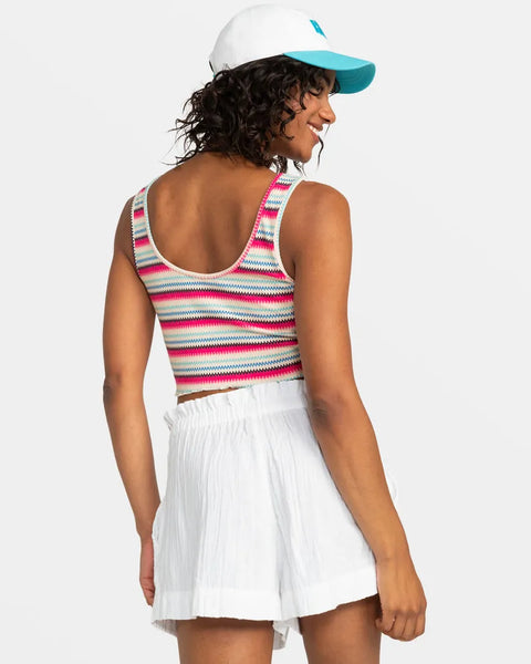 Roxy Womens Tank Top Keep It Wavy Printed Ribbed