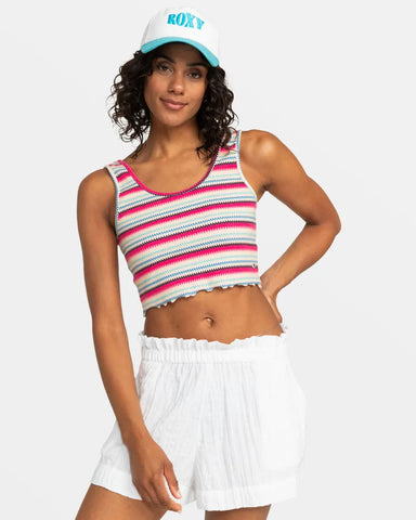 Roxy Womens Tank Top Keep It Wavy Printed Ribbed