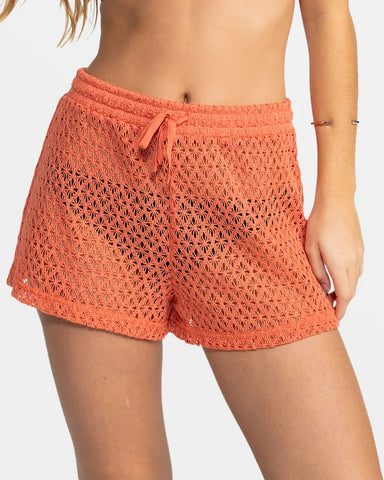 Roxy Womens Shorts Sunset Riders Crochet Beach Shorts