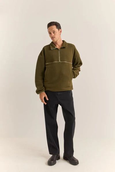 Rhythm Mens Sweatshirt Contrast Quarter Zip Pullover