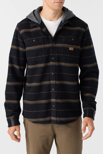 Oneill Mens Shirt Landmarked Stripe Hooded Flannel