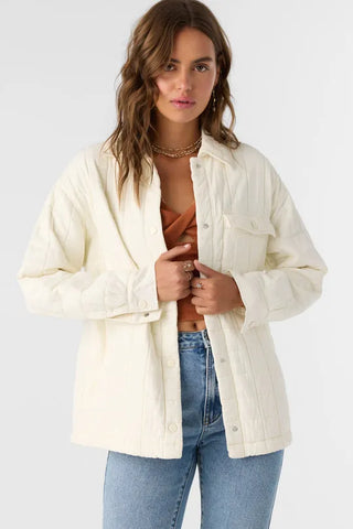 Oneill Womens Jacket Rya Quilted Oversized Fit Snap Front