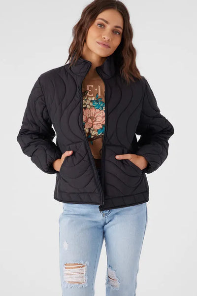 Oneill Womens Jacket Eden Nylon Wave Quilted Zip