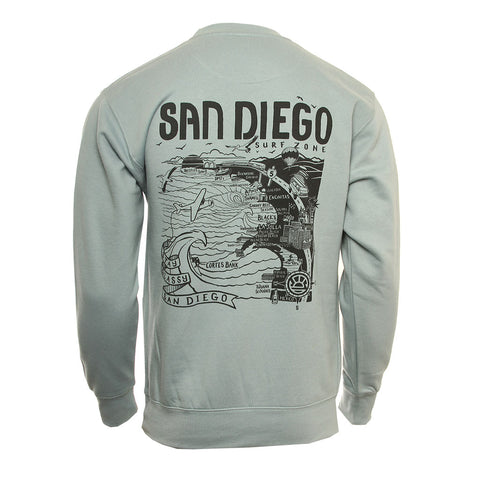 Hansen Mens Sweatshirt San Diego Map Crew