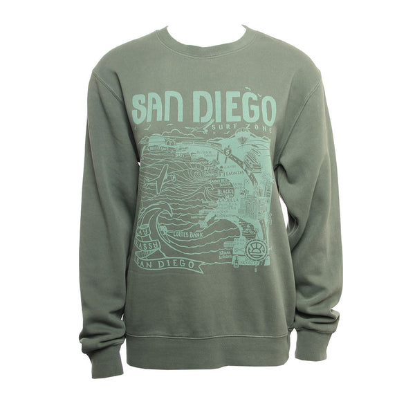 Hansen Womens Sweatshirt San Diego Map Crew