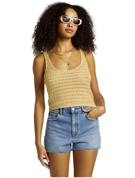 Billabong Womens Tank Top Hot Shot Crochet