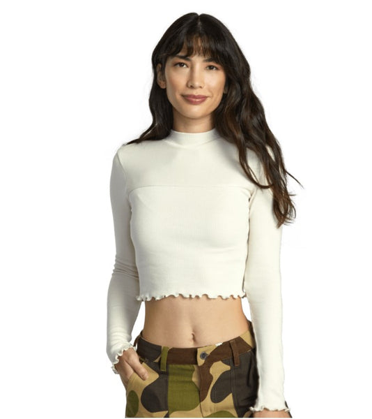 RVCA Womens Shirt Saved Long Sleeve Crop Top