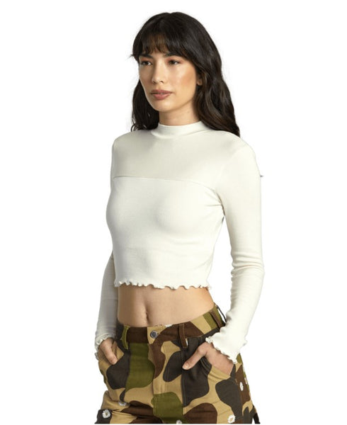 RVCA Womens Shirt Saved Long Sleeve Crop Top