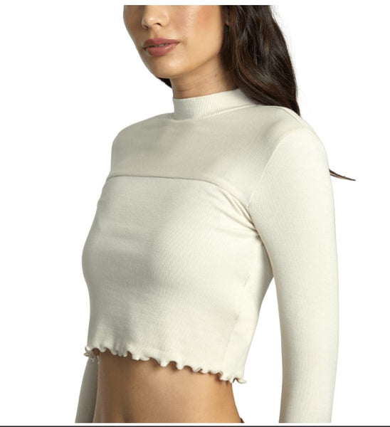 RVCA Womens Shirt Saved Long Sleeve Crop Top