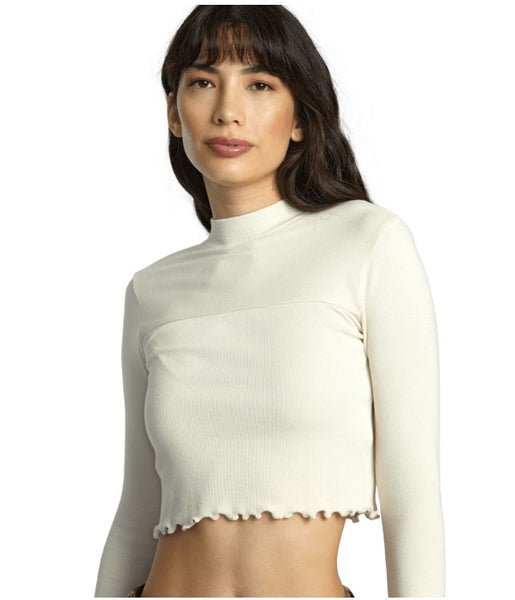 RVCA Womens Shirt Saved Long Sleeve Crop Top