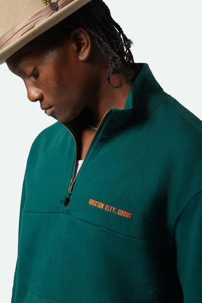 Brixton Mens Sweatshirt Embroidered Heavyweight Oversized Half Zip