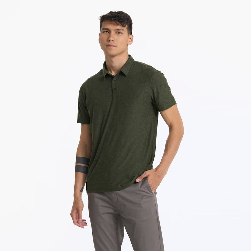 Long Sleeve Strato Tech Polo, Charcoal Heather